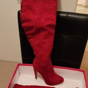 Just Fab Red Thigh-high Boots